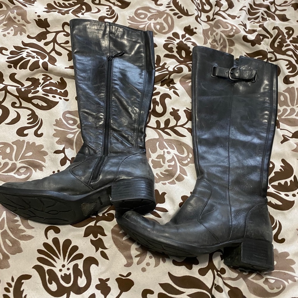 Born Crown charcoal knee hgh riding boots buckle